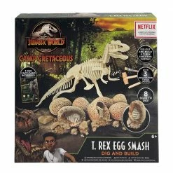 Toys For A Pound Boys Toys Jurassic World Camp Cretaceous T-Rex Egg Smash Dig & Build Skeleton Playset