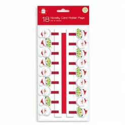 Toys For A Pound Christmas Santa & Penguin Novelty Card Holder Pegs 18pk