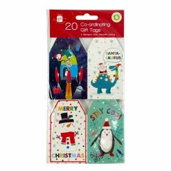 Toys For A Pound Christmas Co-Ordinating Gift Tags 20pk With Metallic String